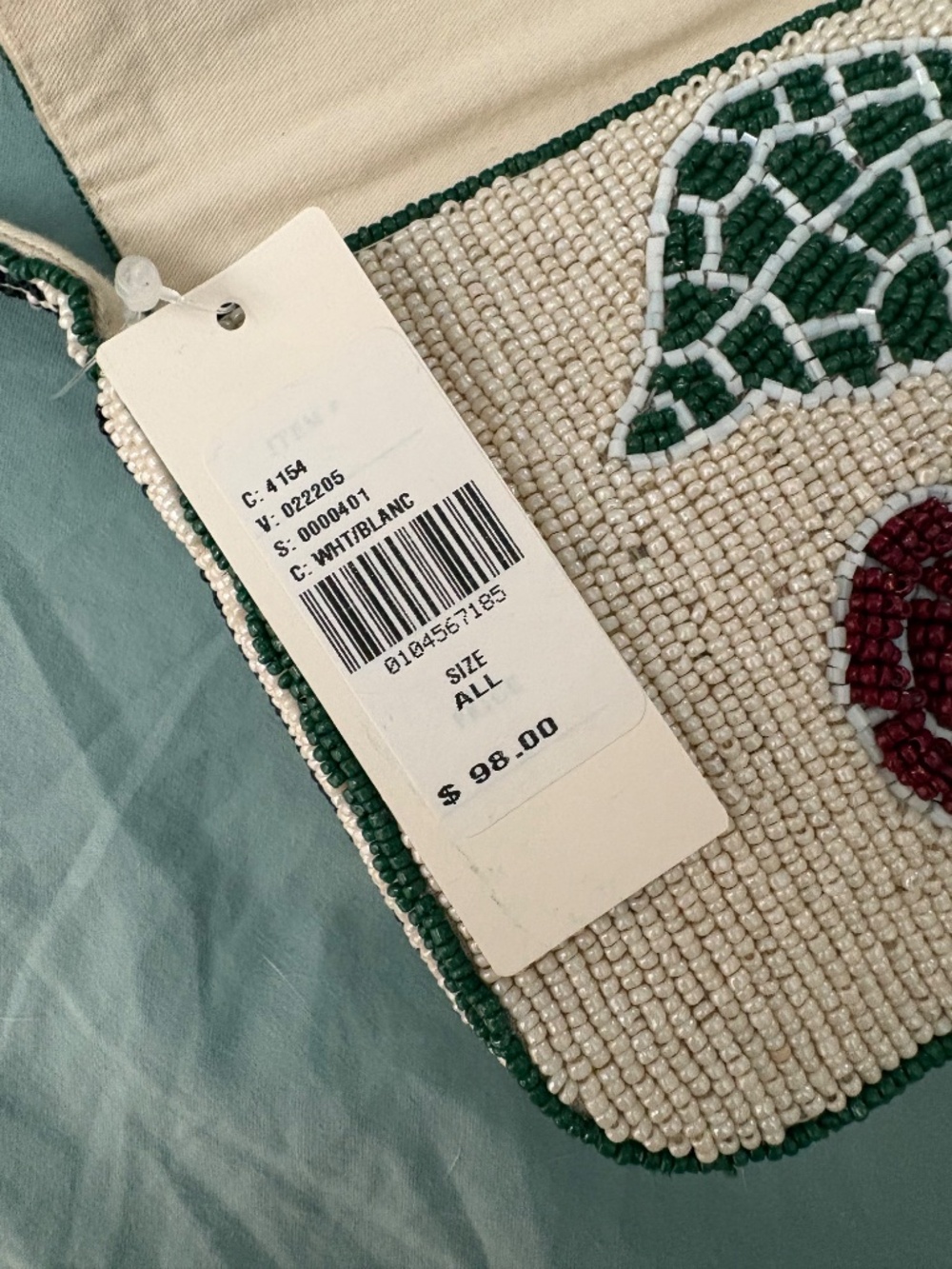 NWT Anthropologie $98 Fiona Beaded Bag: Food & Drink Edition Cherry Tile - Picture 5 of 6